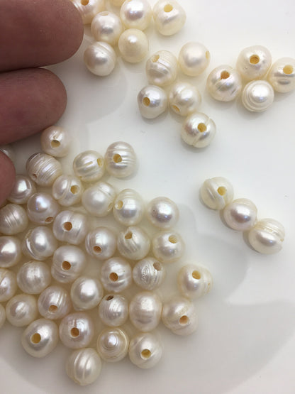 30pcs AA 9-10mm white potato freshwater pearls,2.2mm large hole,CR9-2A-9