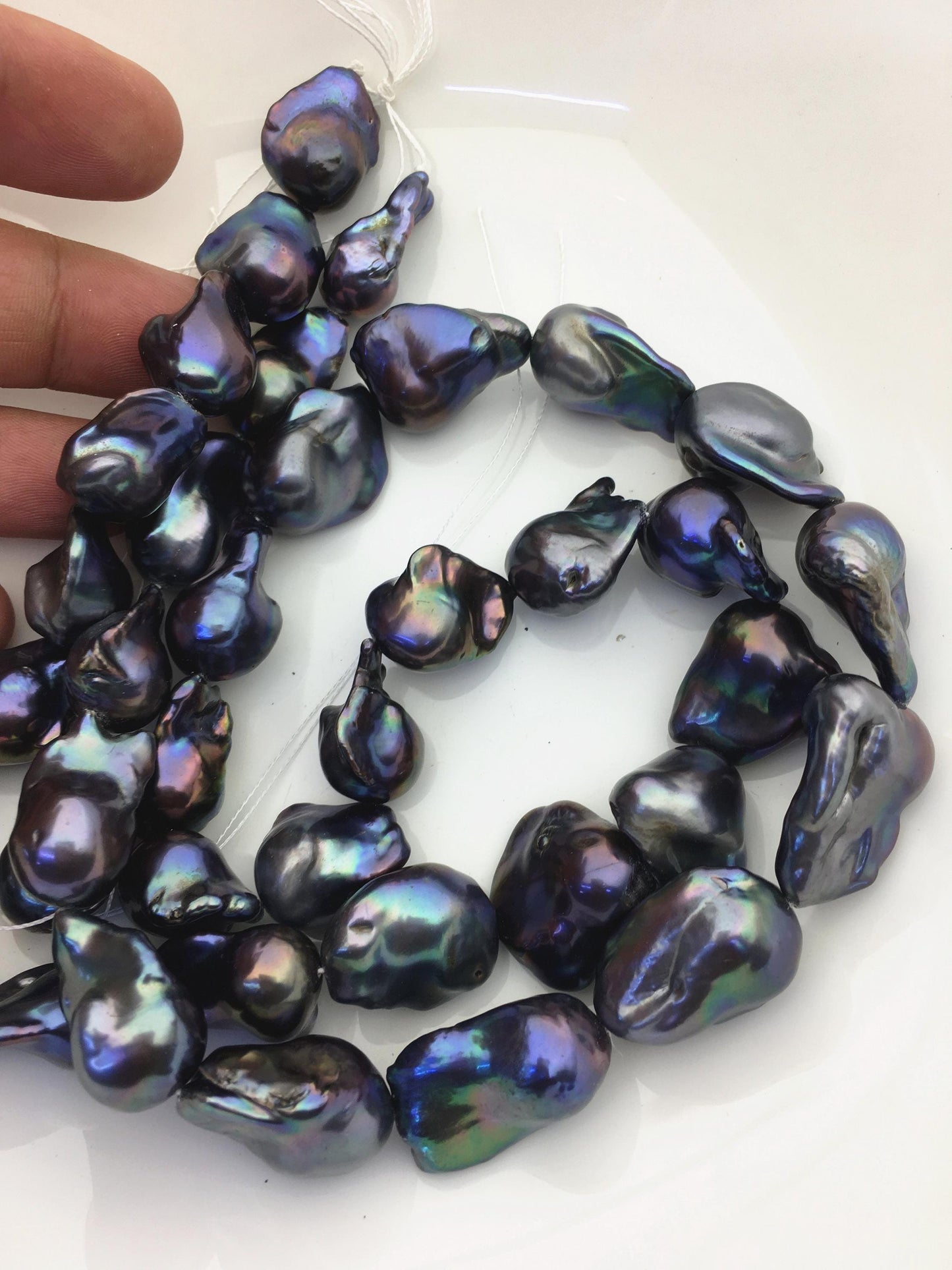 15.5'' AAA 13-18mm Black Rainbow flame ball pearl,FL15-3A-7-27