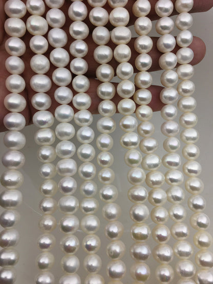 AA 9-10mm white potato freshwater pearls,2mm 3mm big hole,pearl beads wholesale,large hole pearls,CR9-2A-4