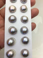 2 pairs AAA 13-14mm Gray Baroque Mabe Pearl Pair,no hole,Half Ball Button Round Shape,MB-T40