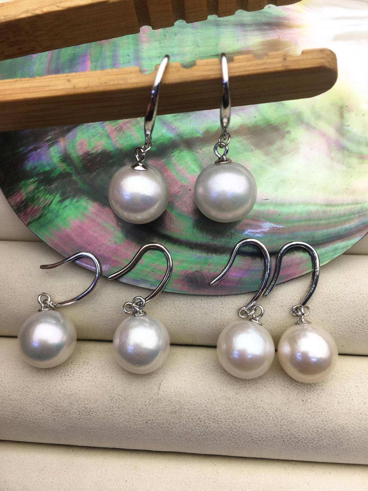 1 pair AA+ 10-11mm White Round edison pearl dangle earrings,S925 Sterling Sliver earrings,wedding pearl earrings,SE3-T9-30