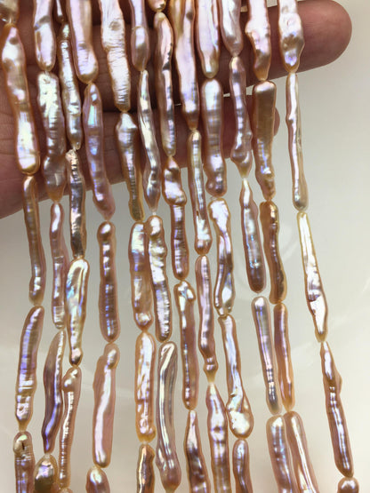 15.5'' AAA 5-7mm natural light purple rainbow Toothpick pearls,ZS-80-25-5
