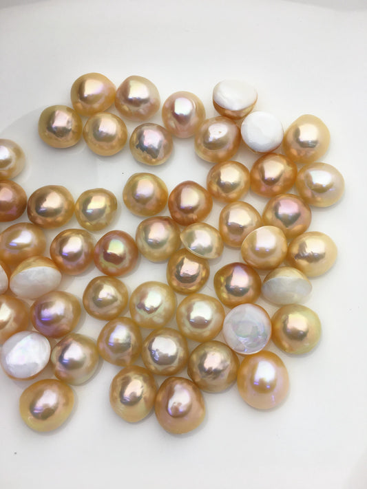 10pcs AAA 12-13mm Natural Orange Rainbow Baroque Mabe Natural Rainbow Freshwater Pearls,no hole,MB-T43