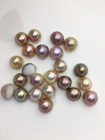 23pcs AAA 11-12mm Baroque Mabe Natural Purple Rainbow Freshwater Pearls,no hole,MB-T11