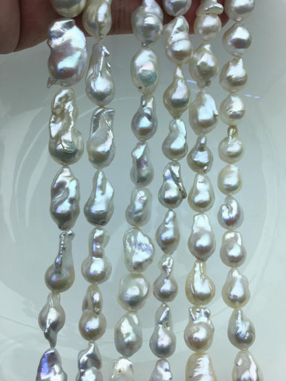 15.5'' AAA 9-11mm White flame ball pearl,FL15-3A-7-37