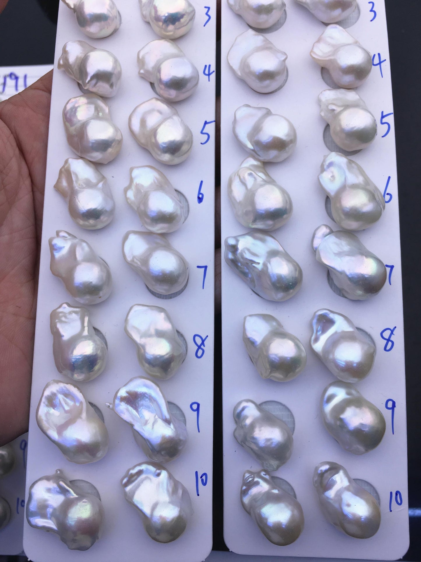 AAA 13-15x18-22mm White Flame ball Pearl Pairs - large Baroque freshwater pearl pairs,top half hole,FL15-3A-8-75