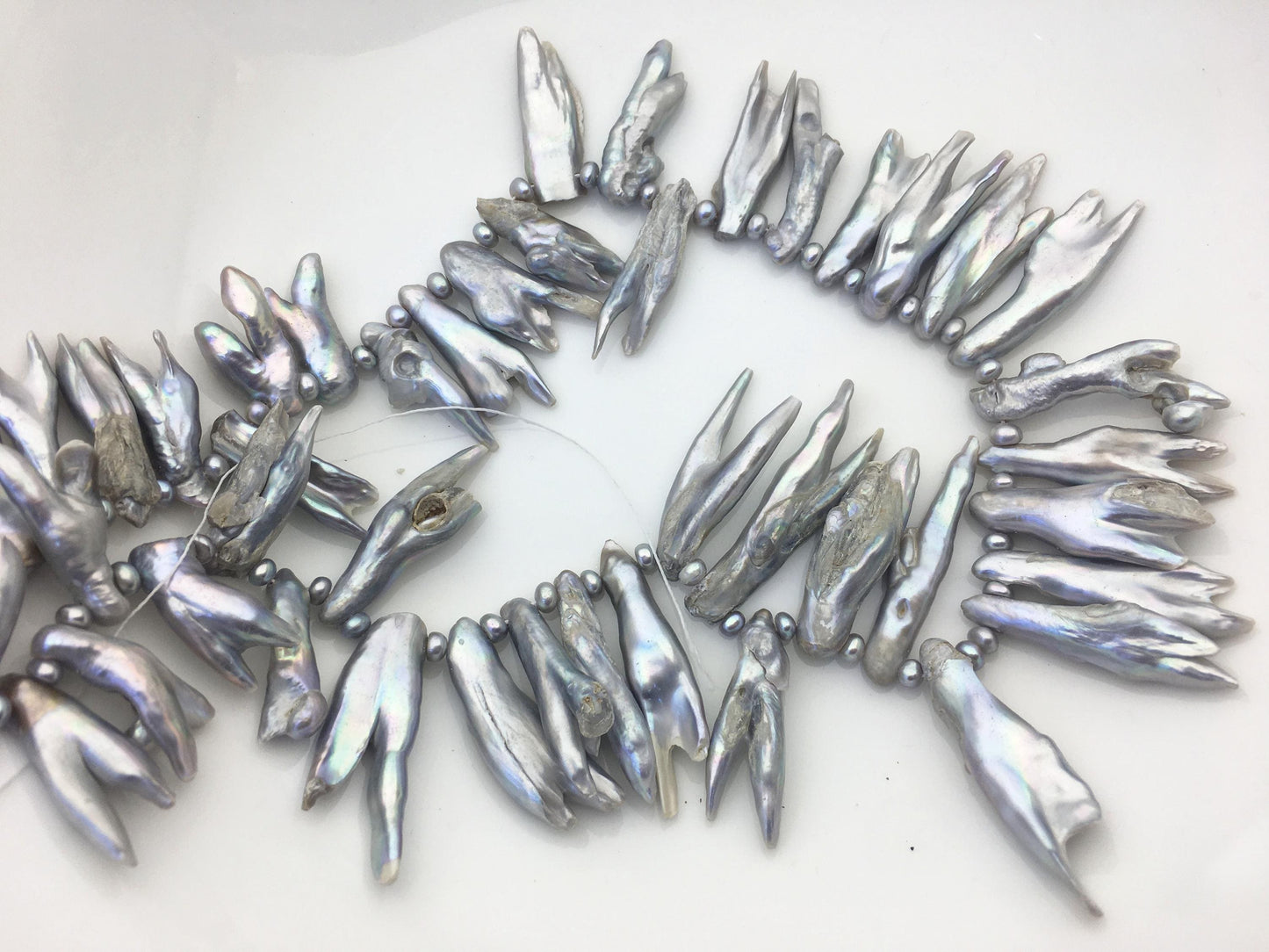 A 6-10mm gray Biwa Pearl Necklace,ZS-T7