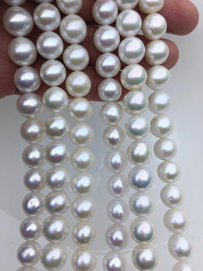 AAA- 10-12mm white round freshwater pearls,loose pearl beads,round pearl string,pearl necklace DIY jewelry material,RP11-3A-6