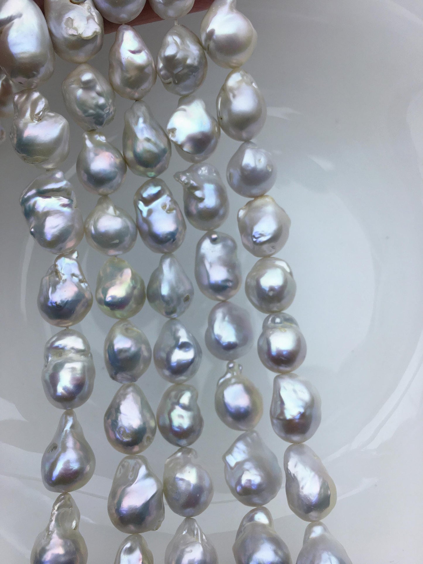 15.5'' AA+ 12-15mm White flame ball pearl,FL15-2A-5-13