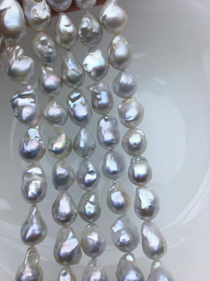 15.5'' AA+ 12-15mm White flame ball pearl,FL15-2A-5-13