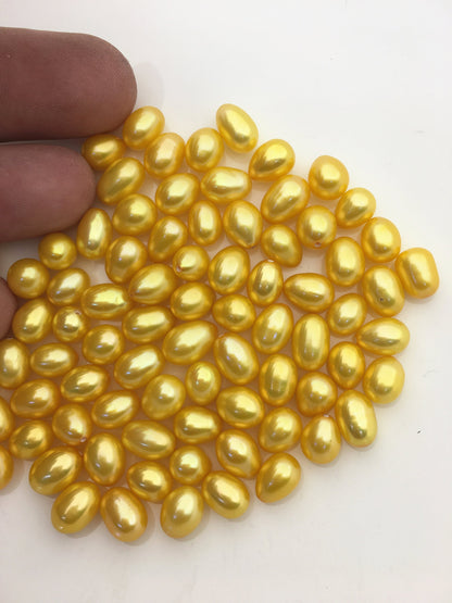 20pcs AAA 6-7mm yellow gold freshwater pearl ,0.9mm top half hole,LR6-T1
