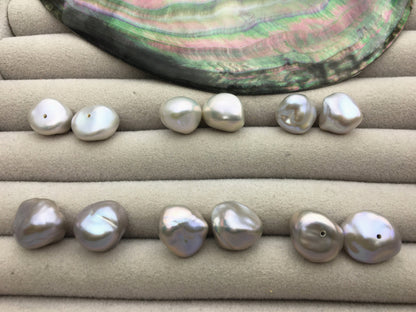 AAA 10-11/11-12mm Gray keshi pearls Pair,for make stud earrings,baroque pearl,loose pearl beads,ZS-127-62-12