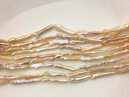 15.5'' AAA 4-6mm natural light orange rainbow Toothpick pearls,ZS-80-25-2