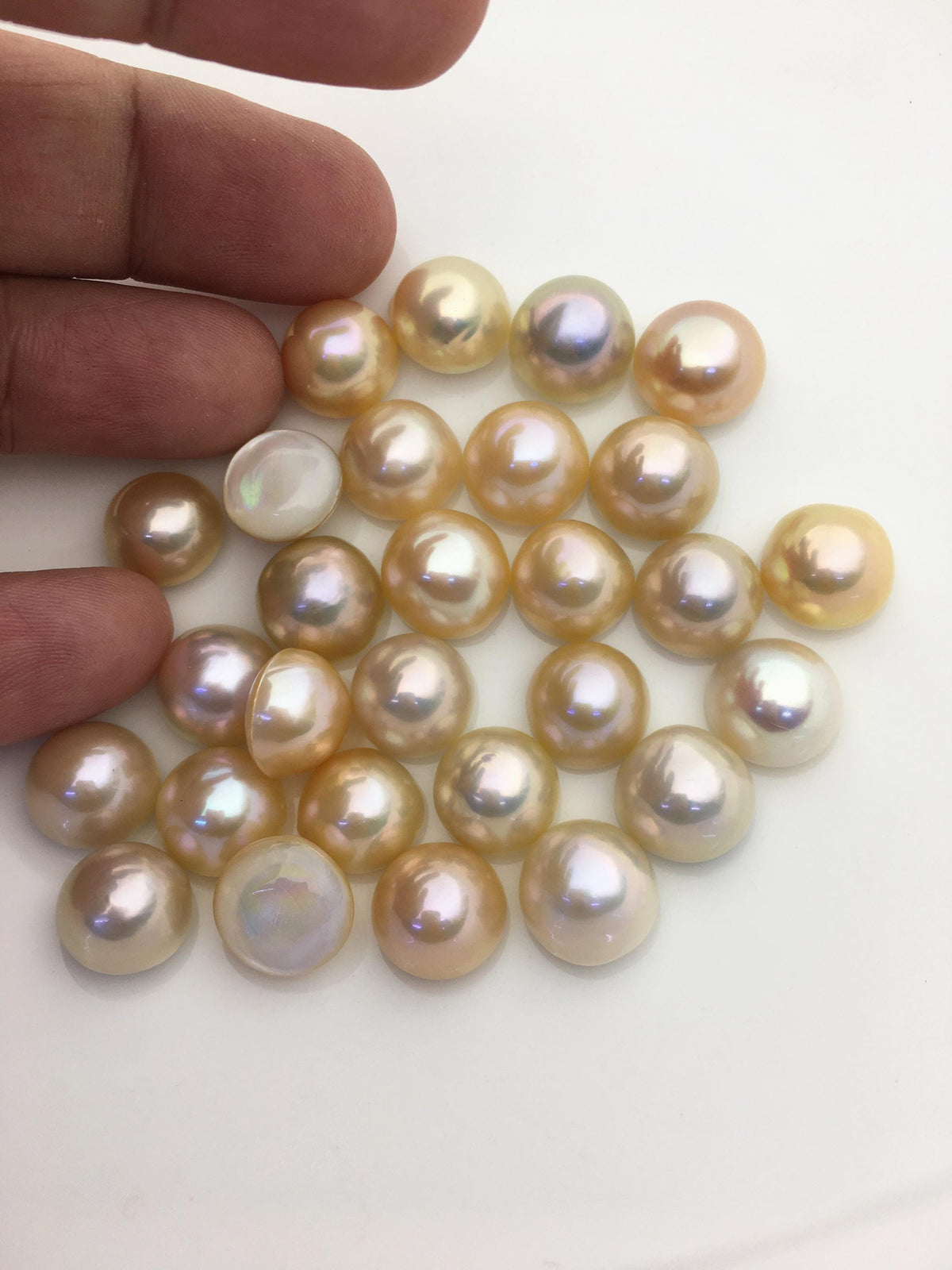 14pcs AAA 12-13mm Baroque Mabe Natural Light Orange Rainbow Freshwater Pearls,no hole,MB-T51