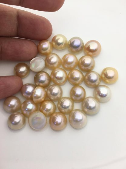 14pcs AAA 12-13mm Baroque Mabe Natural Light Orange Rainbow Freshwater Pearls,no hole,MB-T51