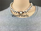 9-10mm leather pearl necklace,pearl leather bracelet,Freshwater pearl and leather necklace,Baroque pearl necklace,wholesale,Le1-063
