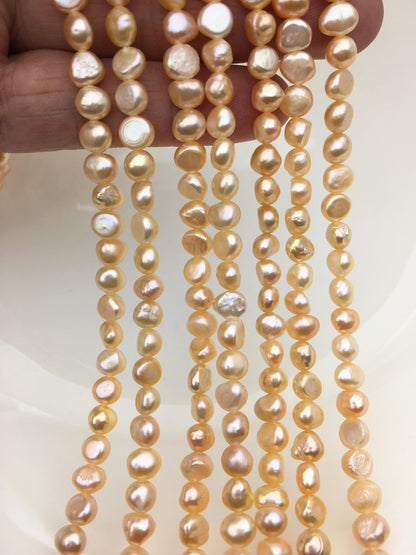 AA+ 6-6.5mm peach nugget freshwater pearls,irregular nugget freshwater pearl strand,cheap price,pearl factory china,LM6-T4