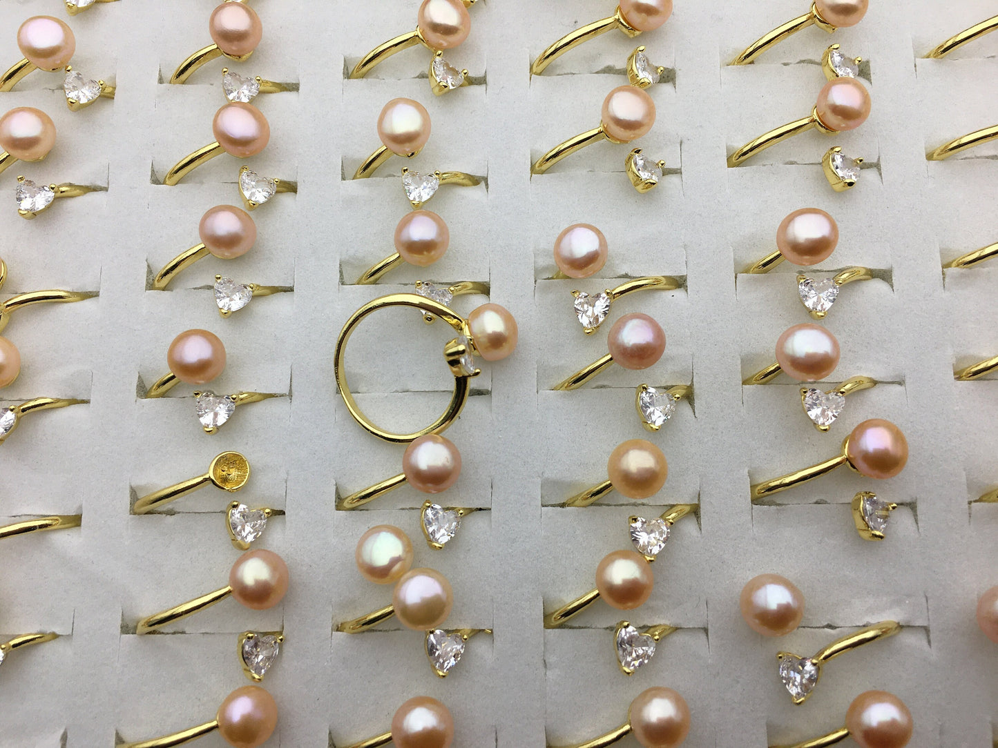 6pcs Gold Open AAA pink pearl ring,inexpensive engagement rings,fashion rings,fake diamond rings real pearls,inexpensive ring,R1-088-7