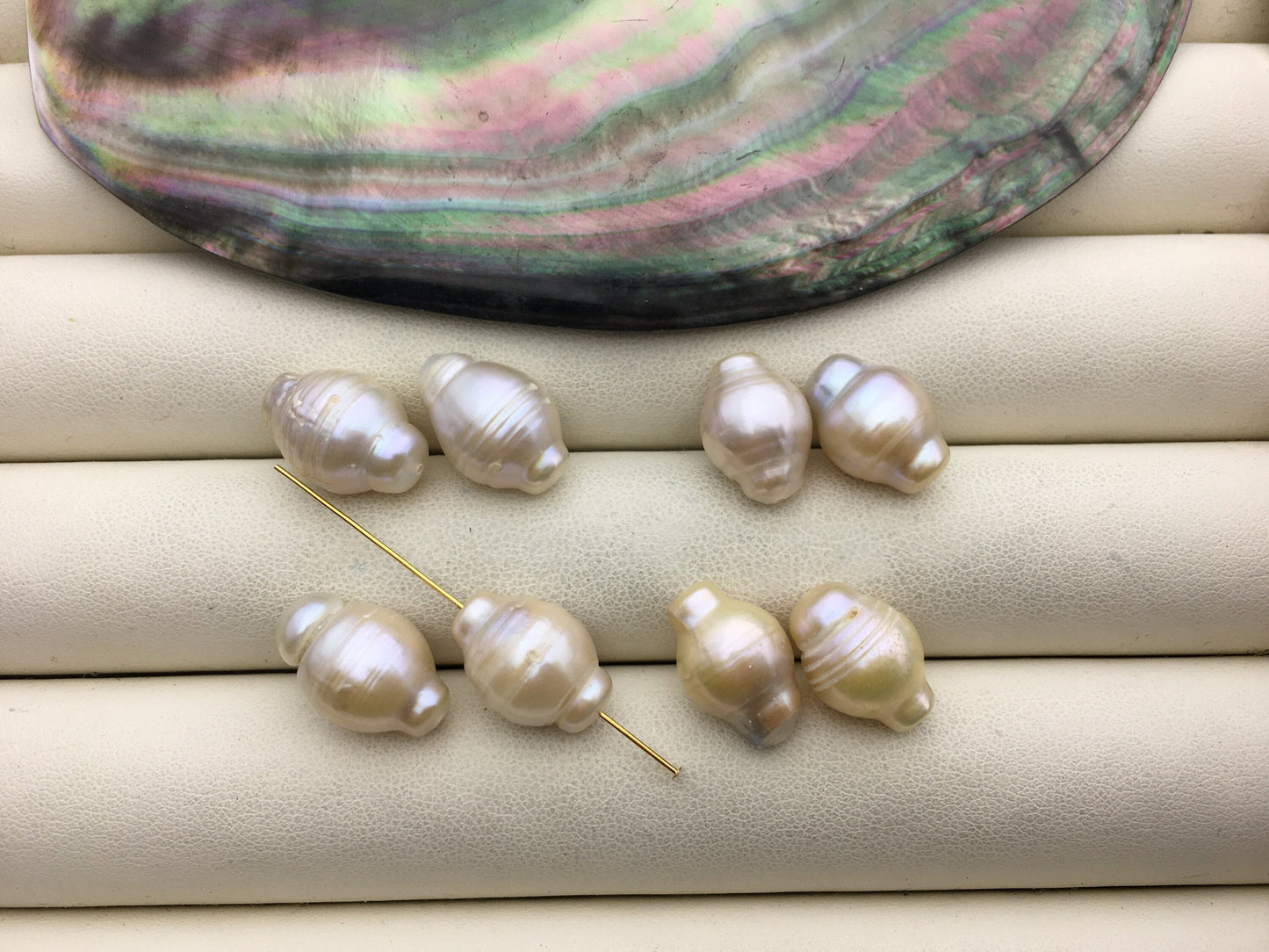 2pairs AA 11-12mm White baroque Freshwater Pearl loose Beads Pair,0.8mm through hole,ZS-103-37-18