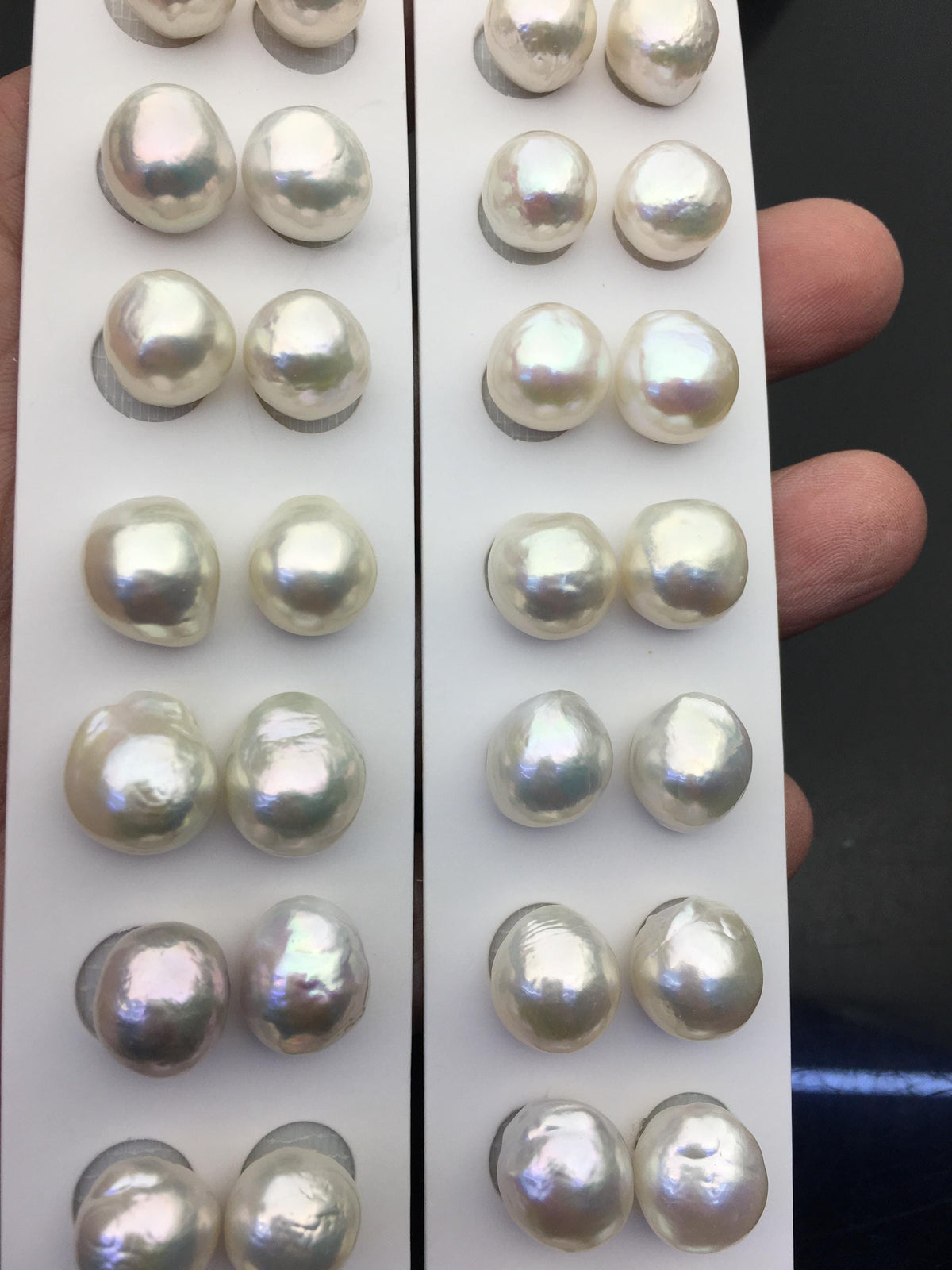 5pairs AAA 11-12mm White baroque drop edison freshwater pearl Pair,no hole,ED11-3A-2-4