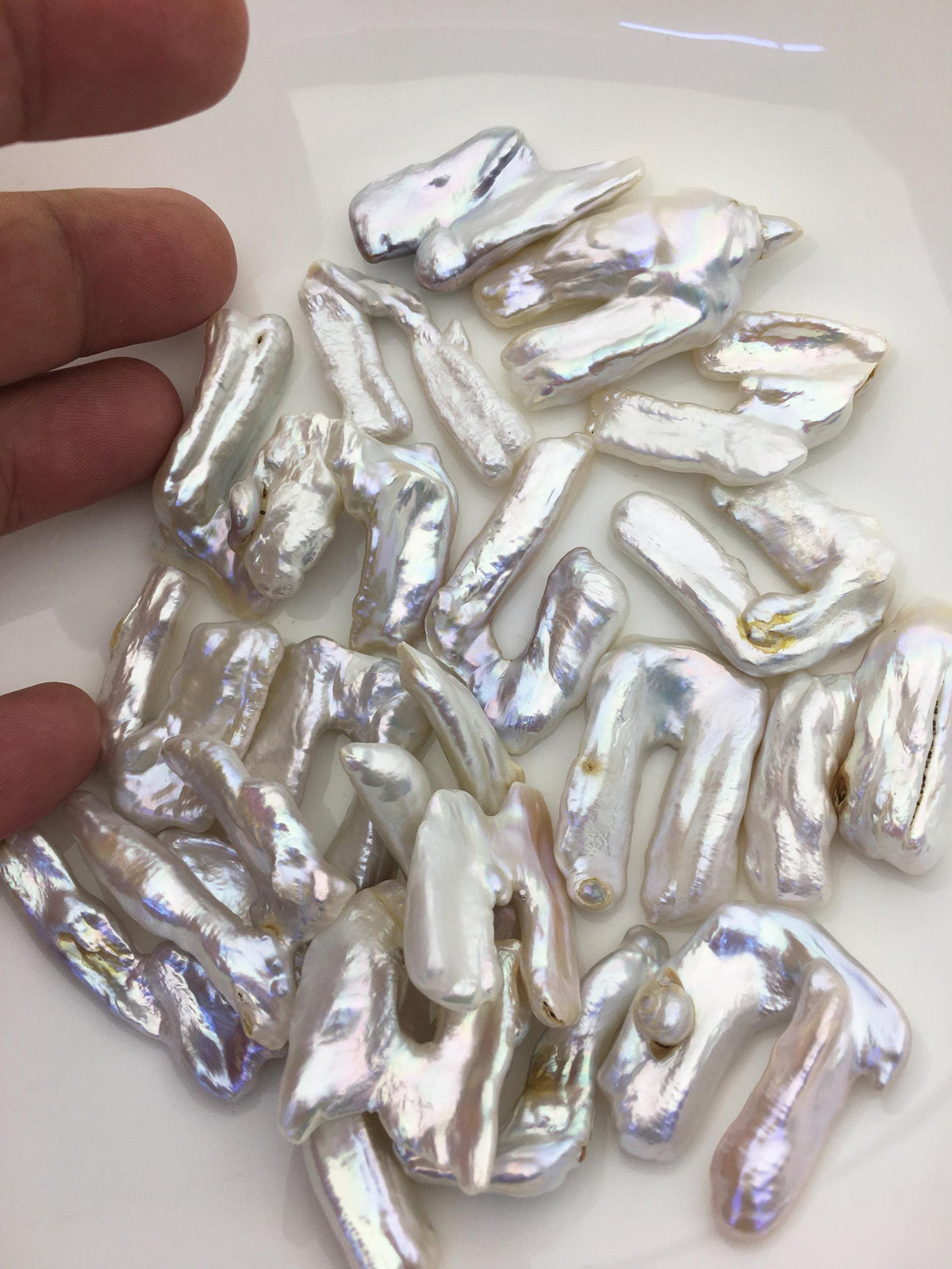 20pcs A+ 19-21mm white biwa keshi Freshwater Pearls, no hole,ZS-80-1-14