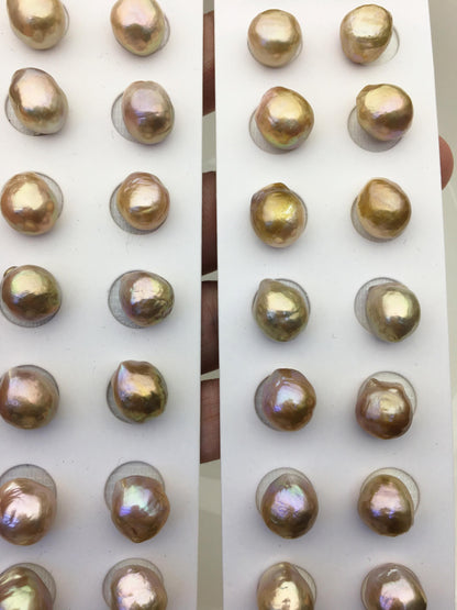 5pairs AAA 11-12mm Natural Rainbow baroque drop edison freshwater pearl Pair,no hole,ED11-3A-2-5