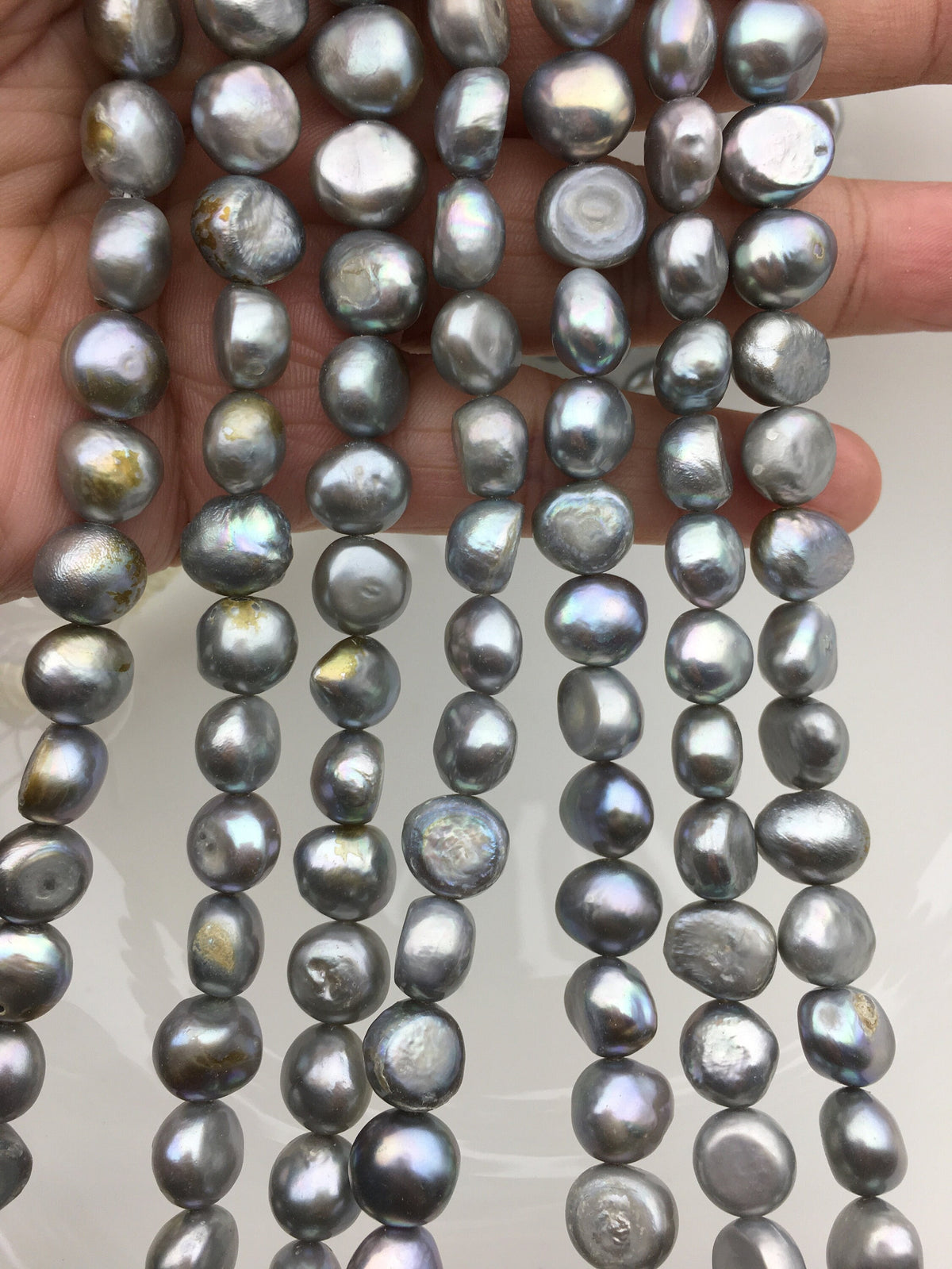 AA 9-10mm gray nugget freshwater pearls,LM9-T1