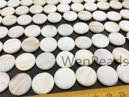 18mm Natural Mother of Pearl shell coin beads full strand,White shell,Ivory shell,GSHE-C-003