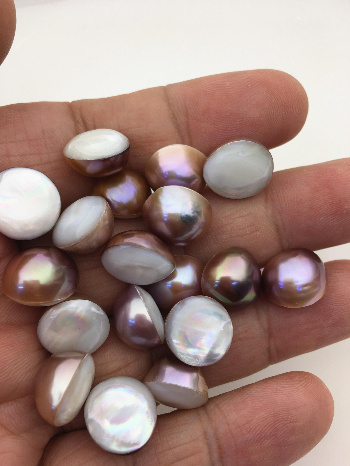 26pcs AAA 12-13mm Baroque Mabe Natural Purple Rainbow Freshwater Pearls,no hole,MB-T48
