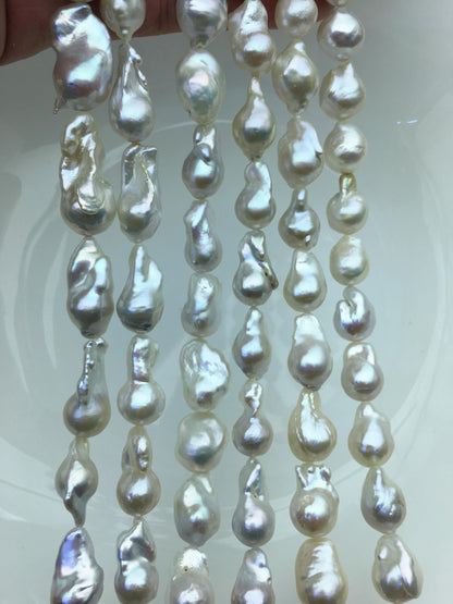 15.5'' AAA 9-11mm White flame ball pearl,FL15-3A-7-37