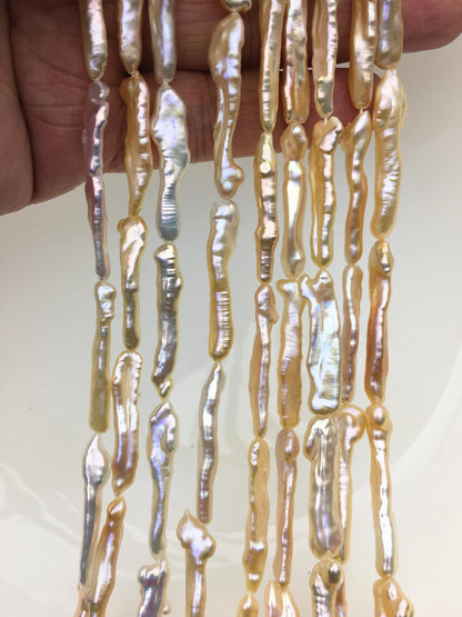 15.5'' AAA 4-6mm natural light orange rainbow Toothpick pearls,ZS-80-25-2