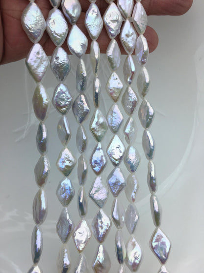 AAA 9-10x13-15mm White diamond Shape Freshwater Pearl,ZS-103-1