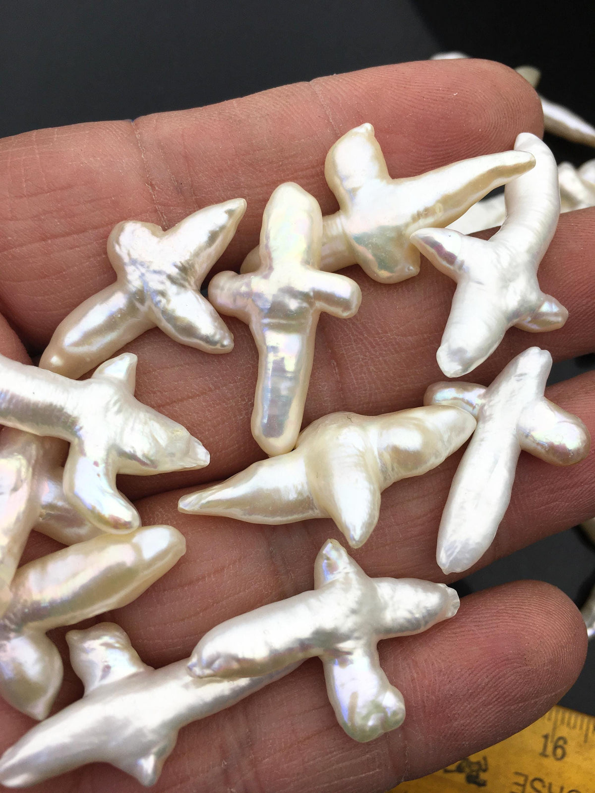 10pcs AAA 15-20mm Freshwater Pearl Loose Pearl Bead White Cross Pearl Loose Bead,no hole,ZS-100-3
