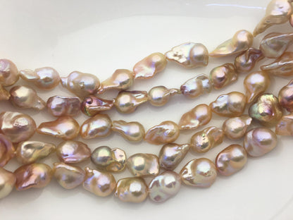 15.5'' AAA 13-16mm Natural Orange Rainbow flame ball pearl,FL15-3A-7-13