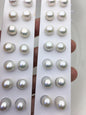 2 pairs AAA- 9-10mm white round freshwater pearls pair,half hole,RP9-3A-3