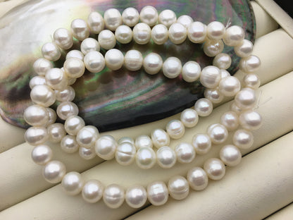 1pc 7 inchs AA+ 6.3-7.3mm White Freshwater pearl Elastic string Bracelet,B8-032