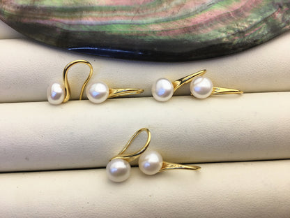 3 pairs white High-heeled pearl dangle earrings,AAA 6-7mm pearl,button round pearl earrings for women,SE3-T16