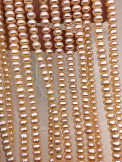 AAA 5-6mm pink button round freshwater pearls,Rondelle pearl Beads,white freshwater pearl,loose strands,SM5-T1