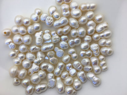 15pcs AA 11-12mm White Gourd baroque pearls, 0.9mm top half hole,DIY,ZS-T1