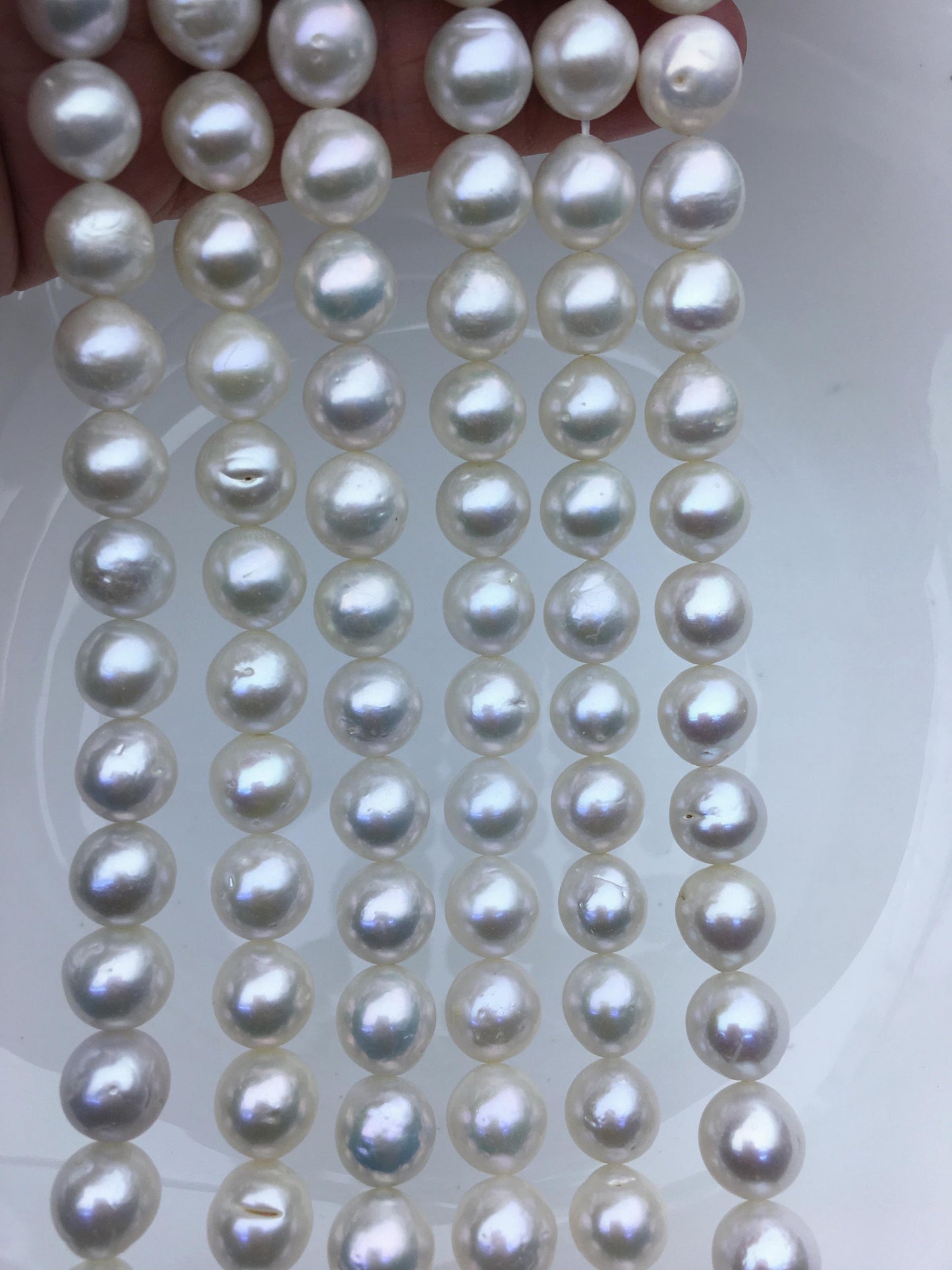 AA+ 9-11mm white oval near round Edison Freshwater Pearl,ED12-2A-5-60