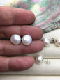 1 pair AAA 11-11.5mm White Big nugget baroque pearl pairs-Freshwater Pearls earrings, S925 silver Stud Earring - SE1-069-19