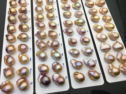 1 pair AAA 13-15mm Natural pink peach Rainbow Flame ball Pearl Pairs - large Baroque freshwater pearl pairs,Fire Ball Pearl,FL15-3A-8-23