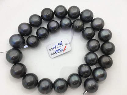 15.5'' A 13-15mm Black Round Shape tahitian pearl,TH12-2A-13-1