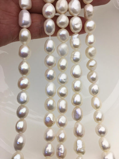 AAA 9.4-10.4x10-13mm white nugget freshwater pearls,cultured freshwater baroque pearl bead string,LM10-3A-3