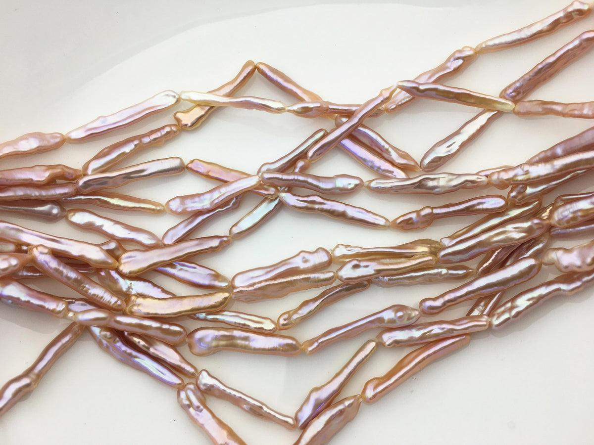 15.5'' AAA 5-7mm natural light purple rainbow Toothpick pearls,ZS-80-25-5