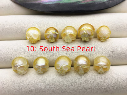 50% OFF 1pc AAA White/Pink/Purple/Gray/Black 7-11mm HandMade Carved Skull Freshwater Pearl Beads For necklace pendant earrings,CAC-006