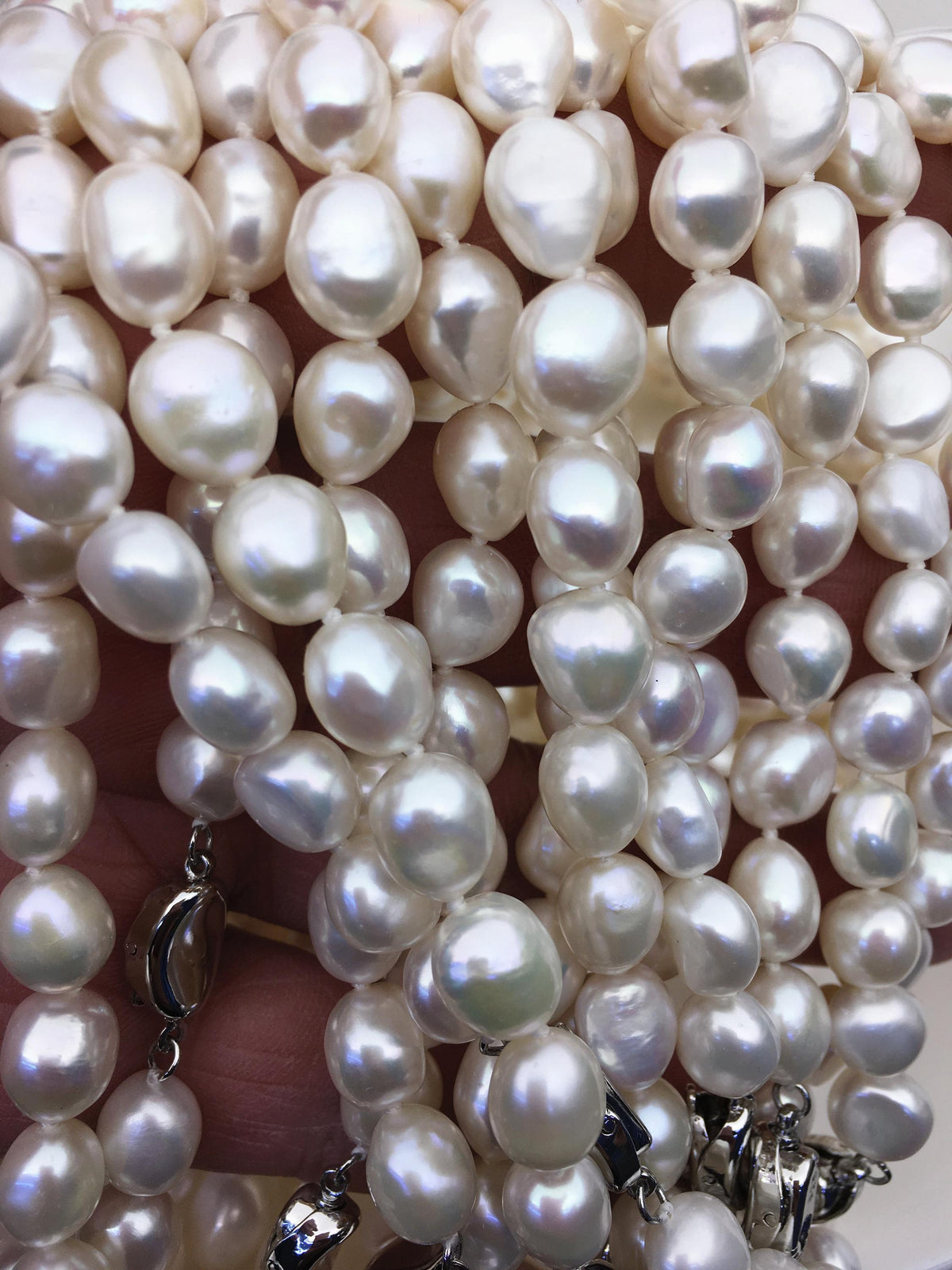 17.5'' AAA+ 8.3-9.3mm white nugget freshwater Pearl necklace,NPN1-005