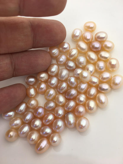 20pcs AAA 7.3-8.3mm*8.5-9.5mm Pink orange rice pearl for Oyster,for wish pearl oyster,for pearl vacuum-packed oysters,LR7-3A-2