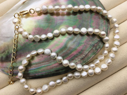 1pc AAA 17+2'' 5-5.5mm White Nugget Pearl necklace,pearl necklace, NPN1-012