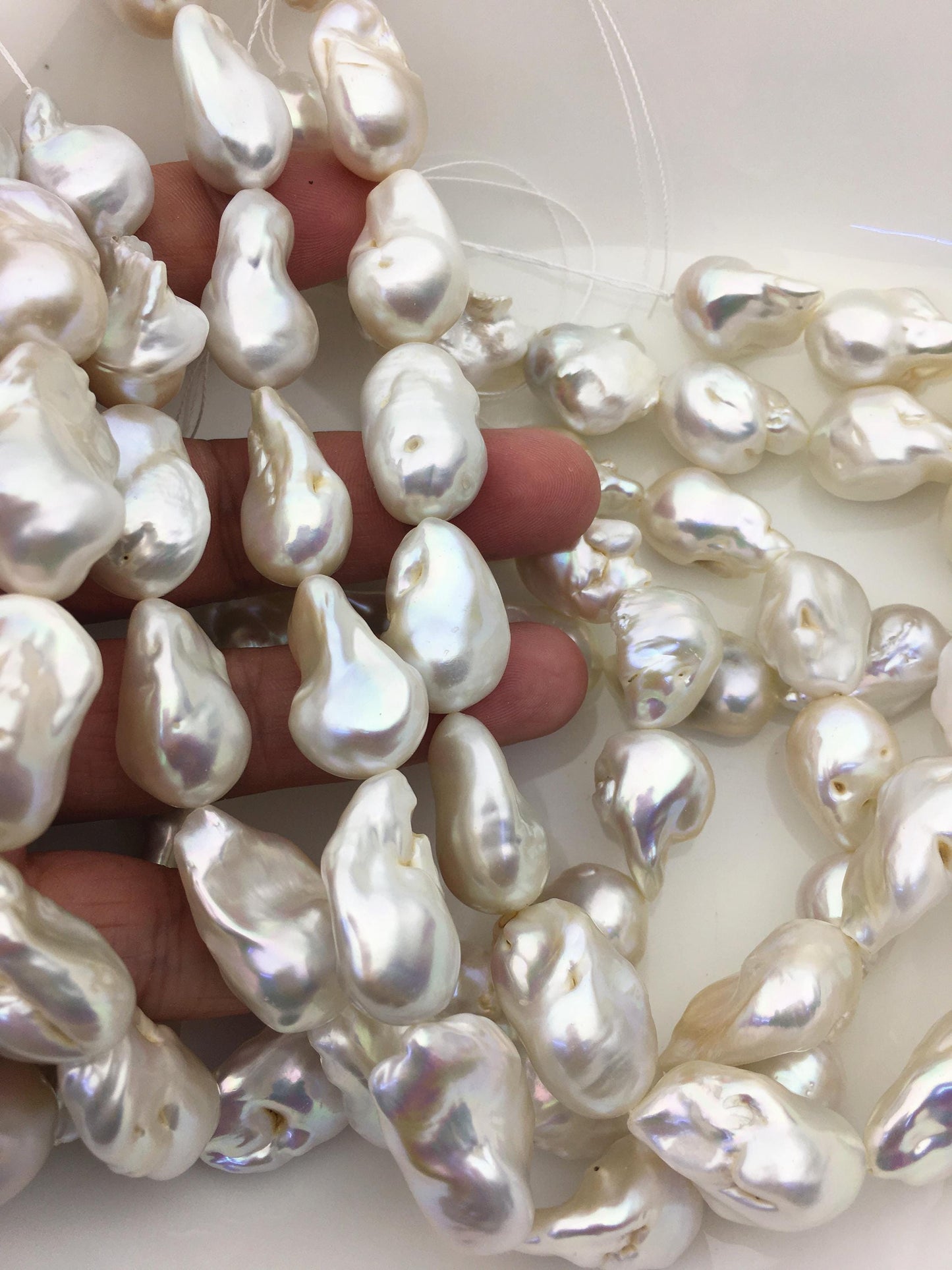 15.5'' AA 14-18mm white flame ball pearl,FL15-2A-5-27